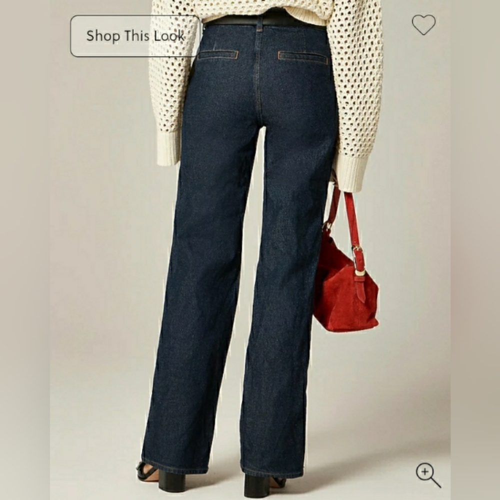 J. Crew Dark Blue, Full Length Slim Wide-Leg Jeans, Size 27 - Picture 4 of 4